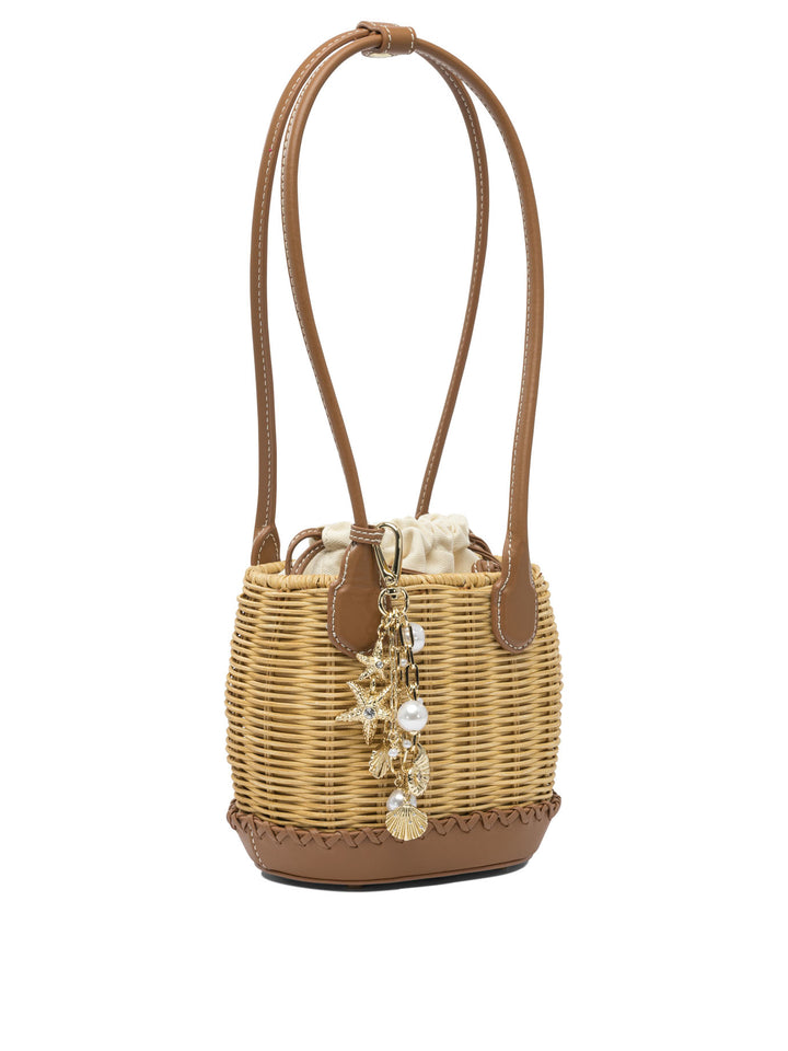 Self-Portrait Shoulder Bag With Rattan Pendant Shoulder Bags - Brown | 7c363eb0ad05fe0ab751980508ba6dfe92746f6f
