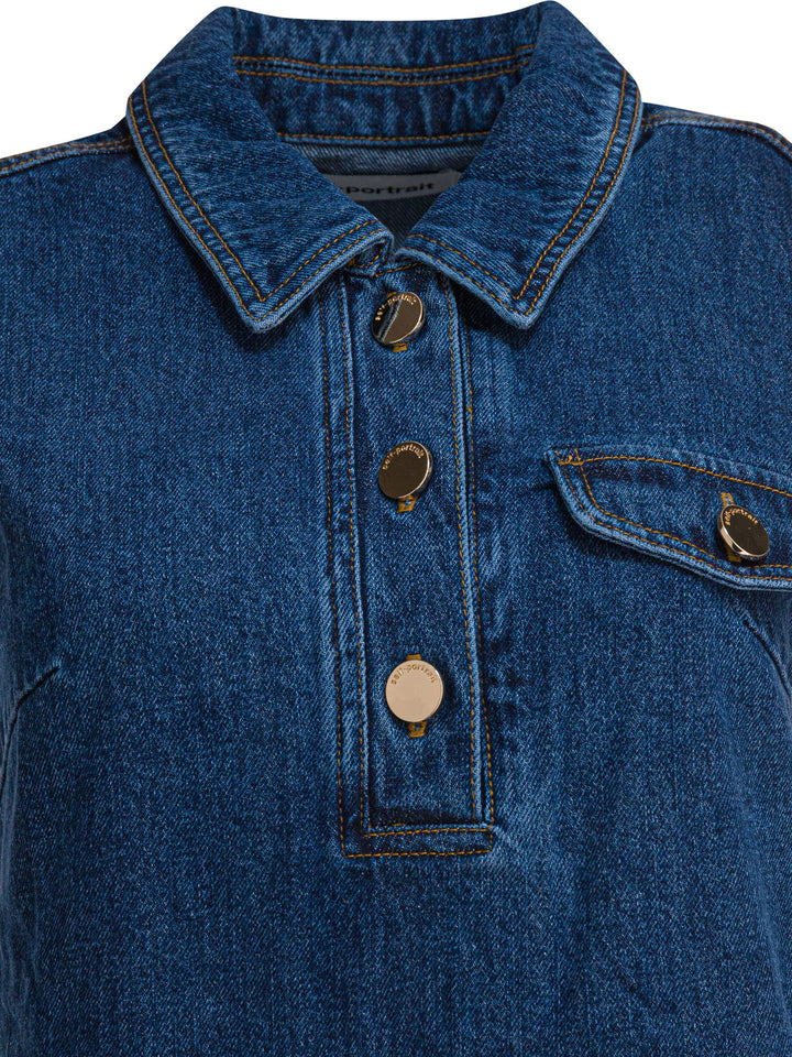 Self-Portrait Short Denim Dress Dresses - Blue | 161b9d83eb942bd8146f7bd45c7001ed7532a913