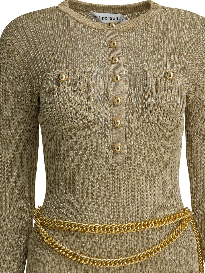 Self-Portrait Serafino T-Shirt With Belt T-shirts - Gold | 8b2c5db9295117ef41df5a21873da341897a1541