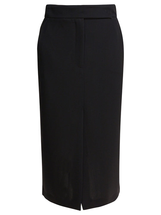 Midi Skirt With Double Slit Skirts Black