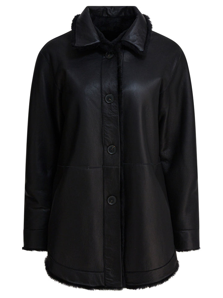 Semper Long Reversible Leather Coat Jackets and Coats - Black | 389f360b0ef79e789e8ff305a1388a8aadff4272