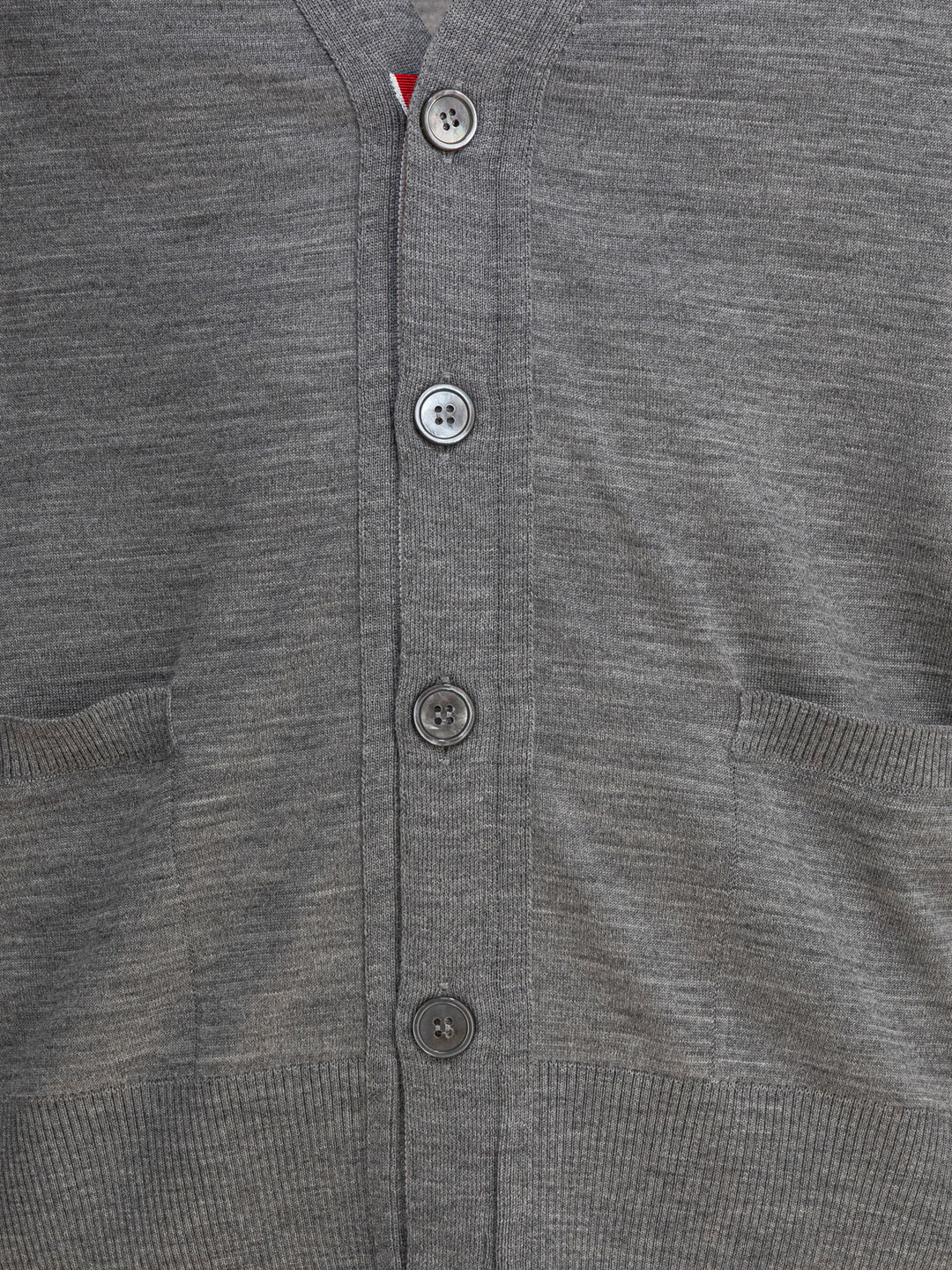 Thom Browne Classic V-Neck Cardigan In Fine Merino Wool W/ 4bar Stripes Knitwear - Grey | 25fc02ac8ae58b270c8b6a9bfe9416972956bb6b