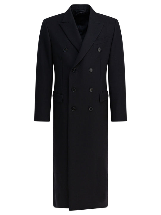 Double-Breasted Wool Jacket Jackets And Coats Black