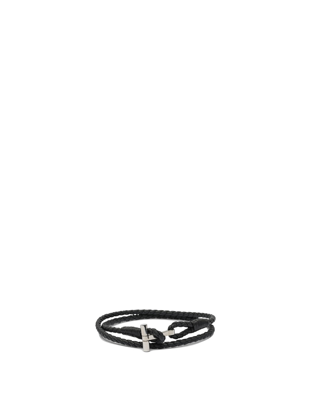 Tom Ford T-Braided Leather Bracelet Jewels - Black | 23e9430ef8f34c4b950705e0b4736ab1912f9191