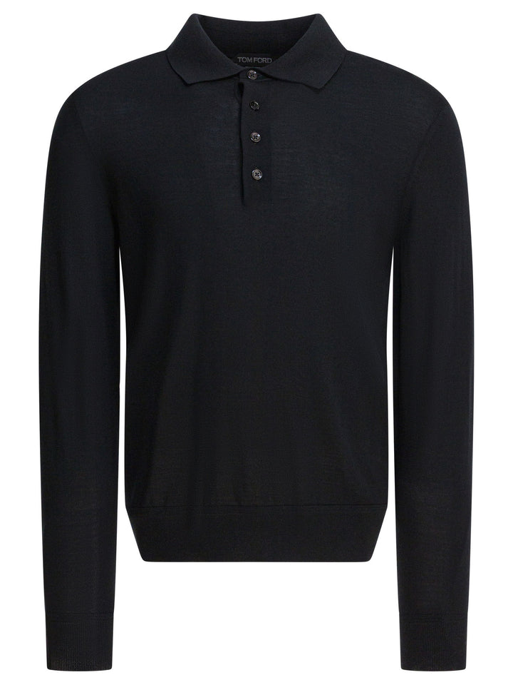 Tom Ford Long-Sleeved Polo Shirt Polo shirts - Black | cd6551dab5bb0fd0329e6b7cb22bcd74dcdd2f07