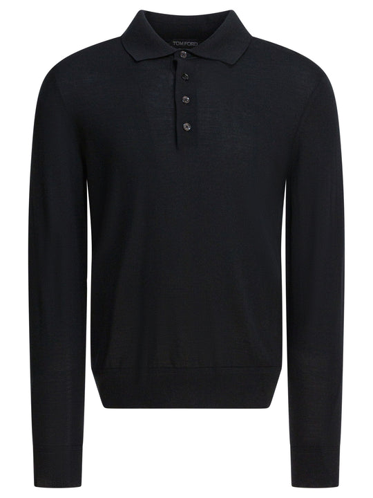 Long-Sleeved Polo Shirt Polo Shirts Black