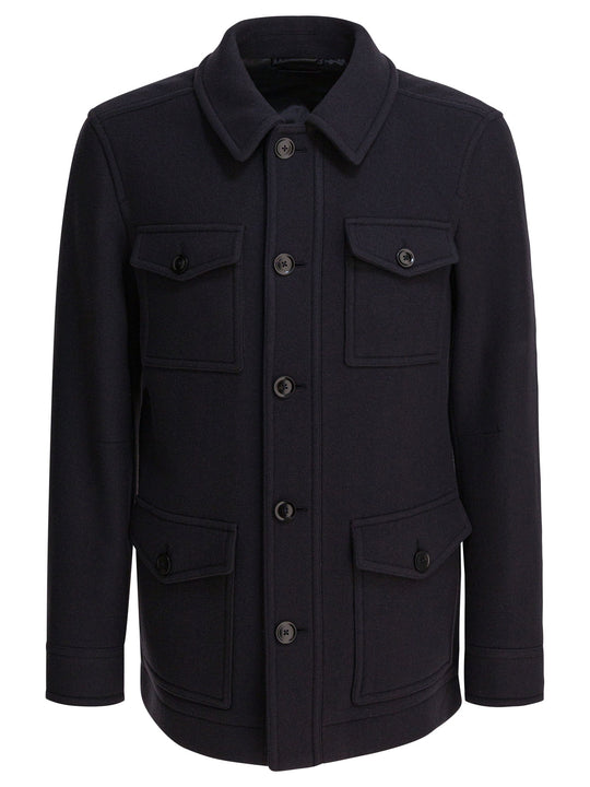 Virgin Wool Coat Jackets And Coats Blue