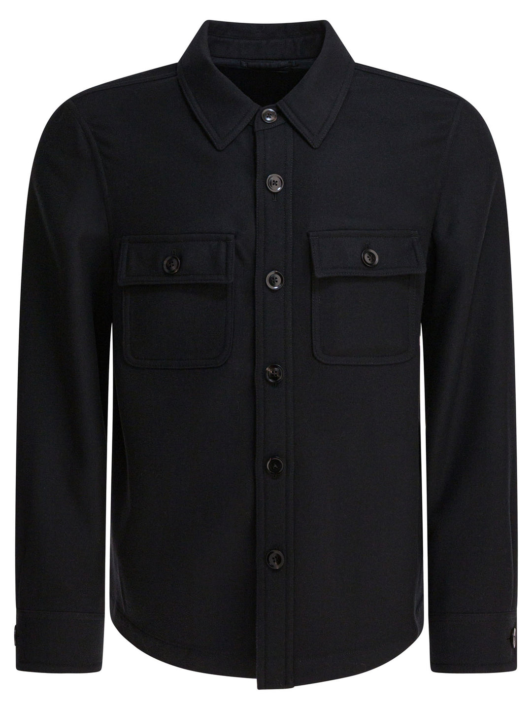 Tom Ford Wool And Silk Overshirt Jacket Jackets and Coats - Black | 4314f626f84070322df9b9d424995f24b943a74c