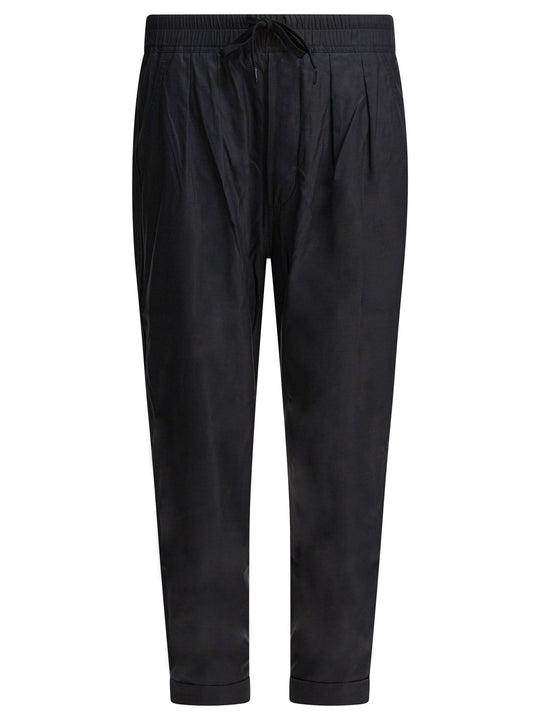 Cotton And Silk Twill Pants Trousers Black