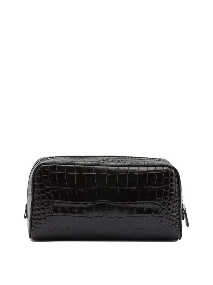 Tom Ford Crocodile Print Leather Beauty Case Clutches - Brown | 46a75541cb104c047c5ef61d55bd91b9aecb891e