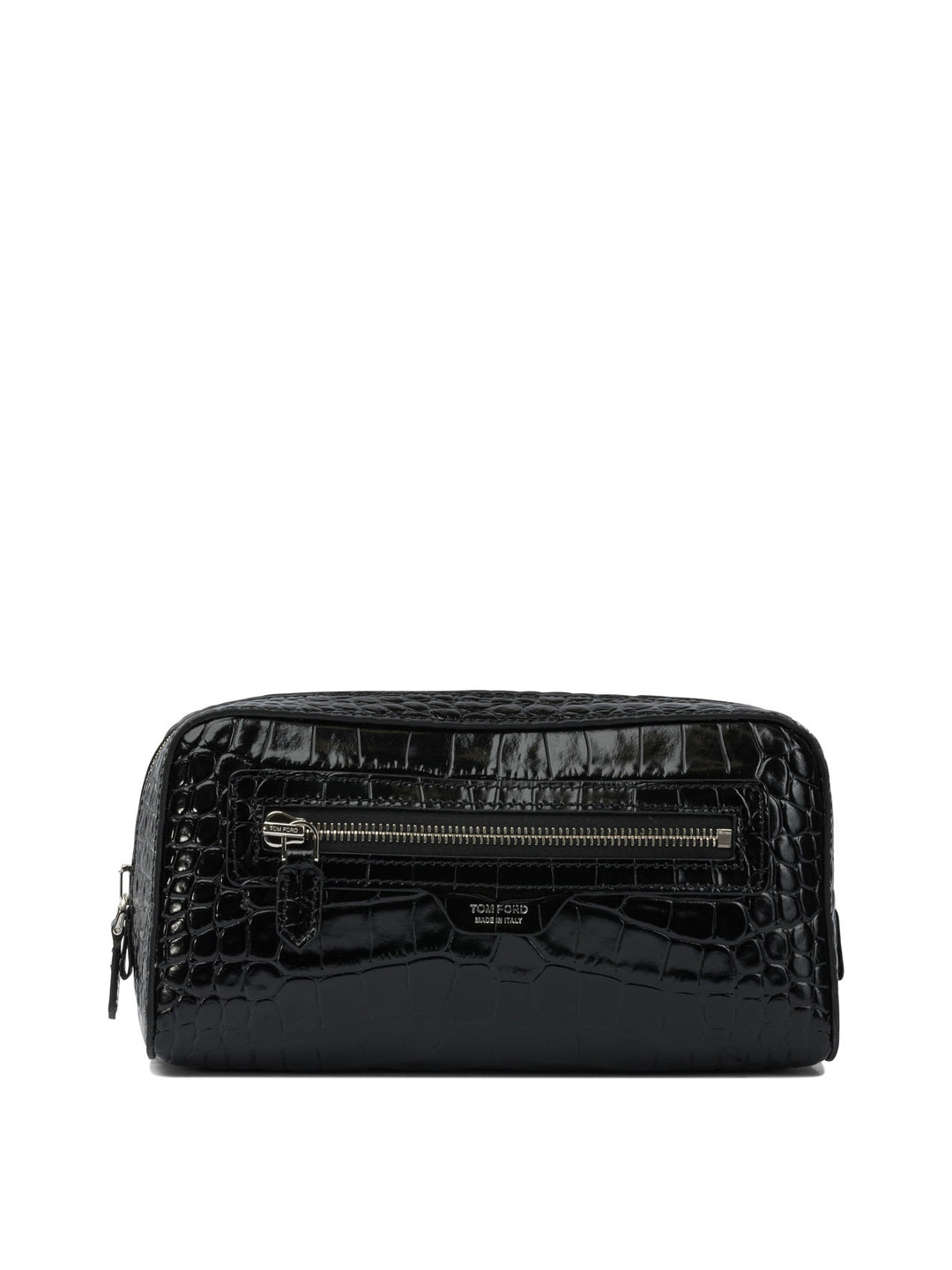 Tom Ford Crocodile Print Leather Beauty Case Clutches - Black | 17f6c86e4230778d524224cd9eecb9c8b0102905
