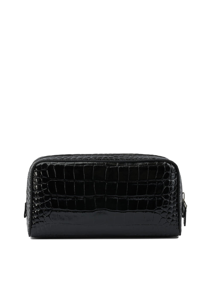 Tom Ford Crocodile Print Leather Beauty Case Clutches - Black | 093ad62b3497d39a6dd42d8e0ac8da03fa443382