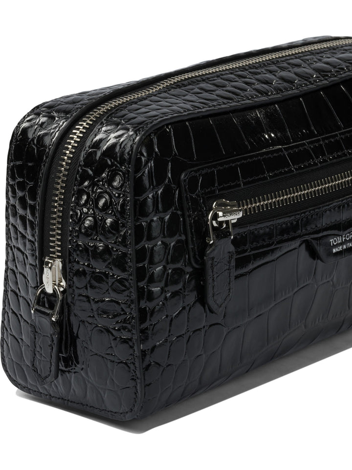 Tom Ford Crocodile Print Leather Beauty Case Clutches - Black | 81d1b04da54d744ce4d7bbc85f7bd77093dec2b5