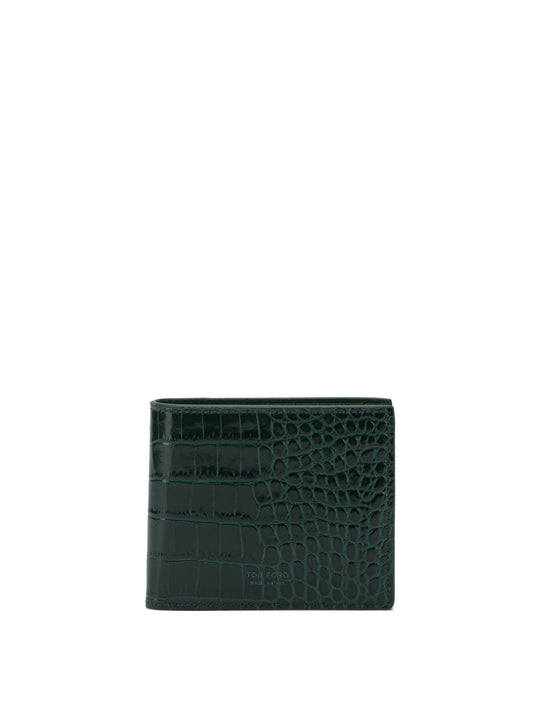 Crocodile Print Leather Wallet Wallets & Card Holders Green
