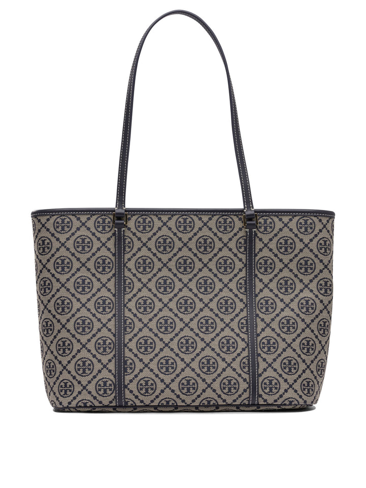 Tory Burch T Monogram Small Zip Tote Shoulder Bags - Blue | 9093a79ac5f2a6dbbc55244c5c5ce33e51b55b9d