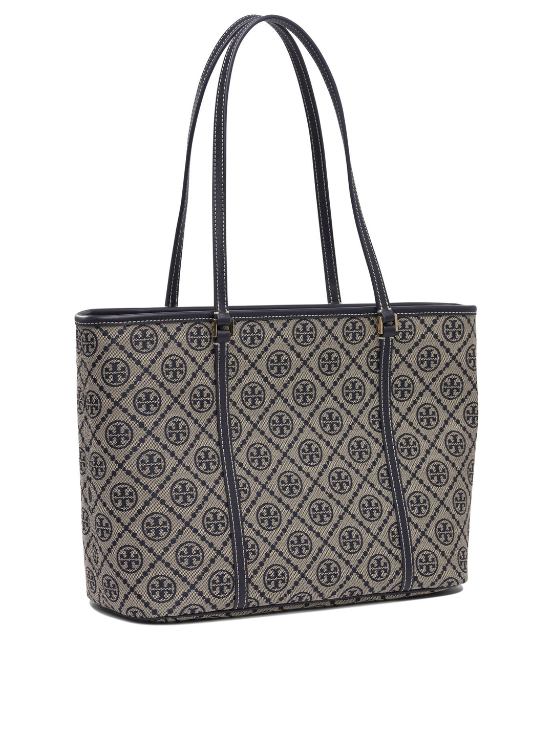 Tory Burch T Monogram Small Zip Tote Shoulder Bags - Blue | a845459e67025b698e1463ada010179ad51de110