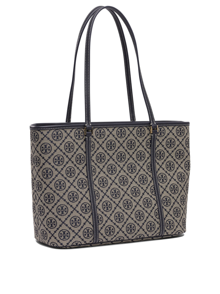Tory Burch T Monogram Small Zip Tote Shoulder Bags - Blue | a845459e67025b698e1463ada010179ad51de110