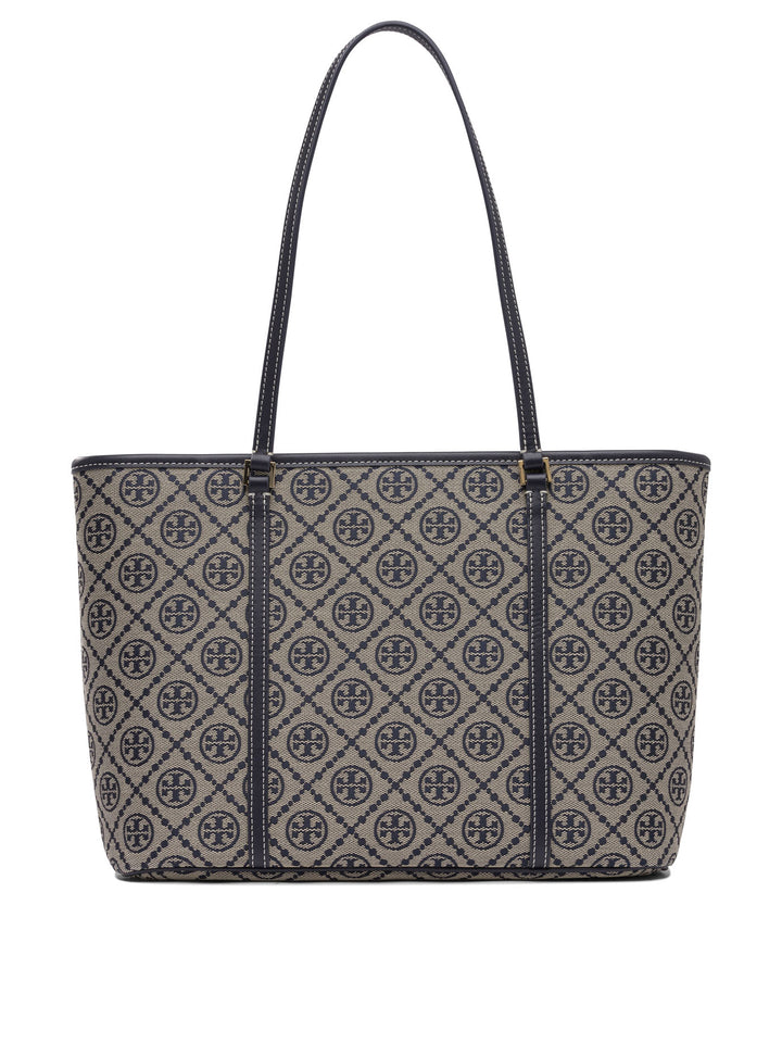 Tory Burch T Monogram Small Zip Tote Shoulder Bags - Blue | 51c15e2c3385dad543060022d7319d8f4f94a6c5