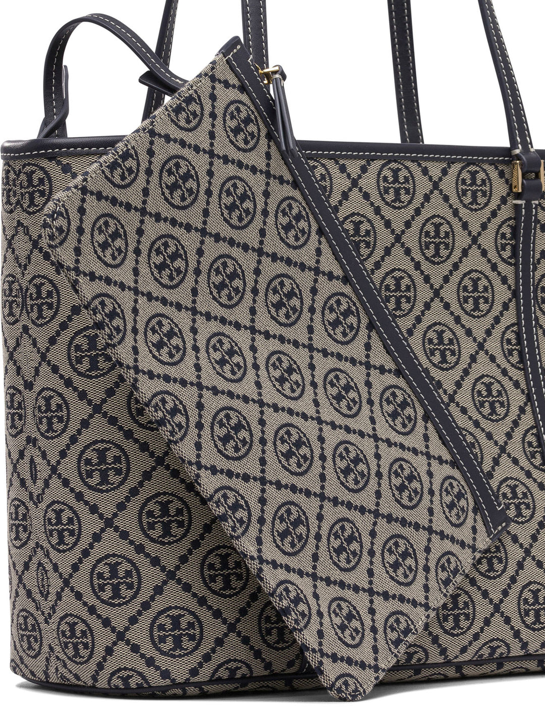 Tory Burch T Monogram Small Zip Tote Shoulder Bags - Blue | d7d9c44fdb51389f823c478bbc852227eebe68cb