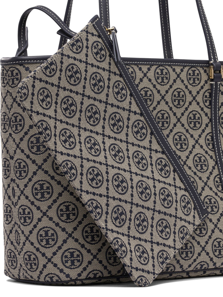 Tory Burch T Monogram Small Zip Tote Shoulder Bags - Blue | d7d9c44fdb51389f823c478bbc852227eebe68cb