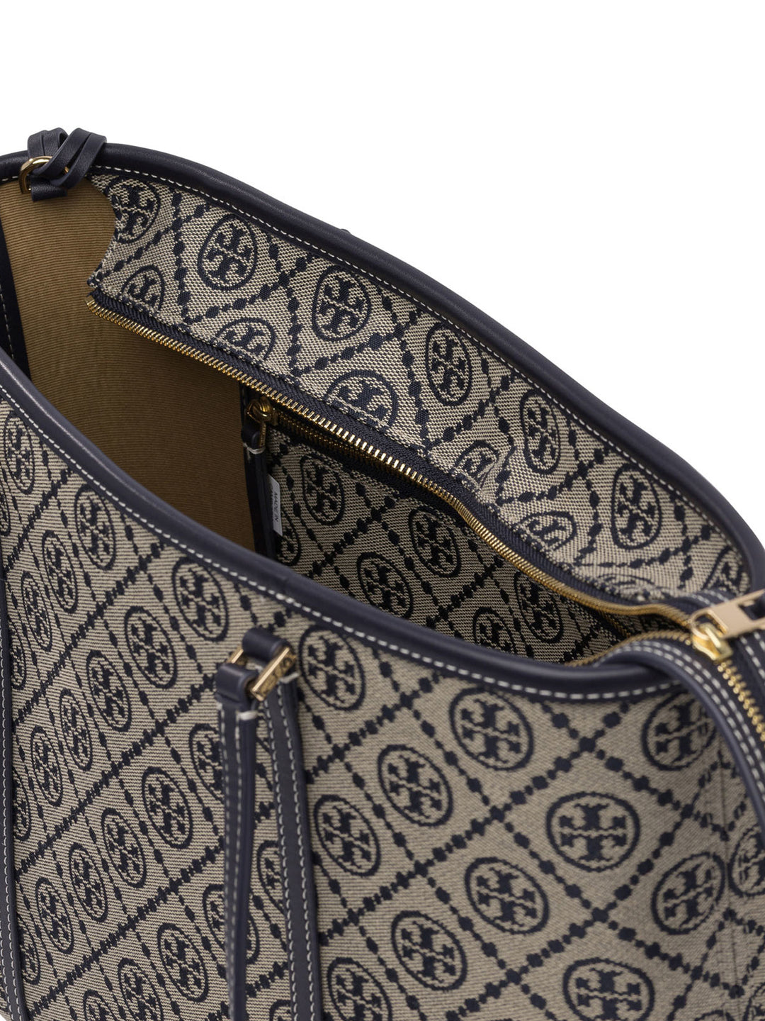 Tory Burch T Monogram Small Zip Tote Shoulder Bags - Blue | 6407c5509b88b1457d9738aa96c58a2d6cc8e149