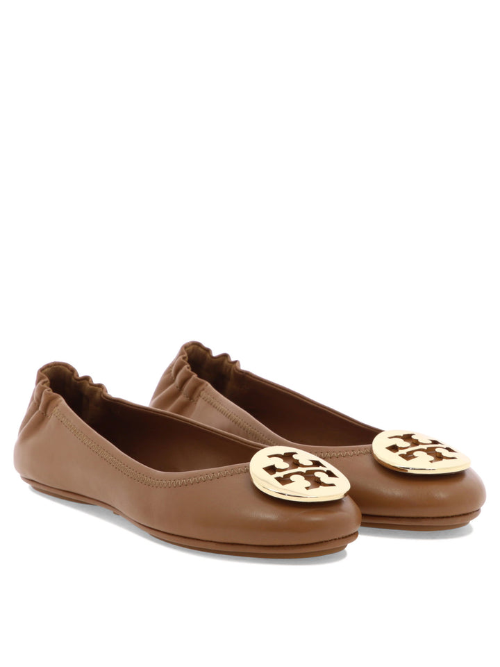 Tory Burch Minnie Travel Ballet With Metal Logo Ballerinas - Brown | 85cfca917c4e83158e4f23650ca2d9b01115c072