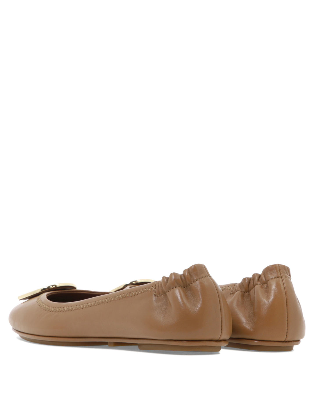 Tory Burch Minnie Travel Ballet With Metal Logo Ballerinas - Brown | 0dc313451a754b9632b7239efc3affe94ce8cf39