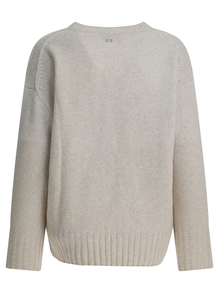 Umarmung Wool And Cashmere V-Neck Sweater Knitwear - White | f5195f7b68e0ffbd40f0bd0c20ed9cf47d88f054
