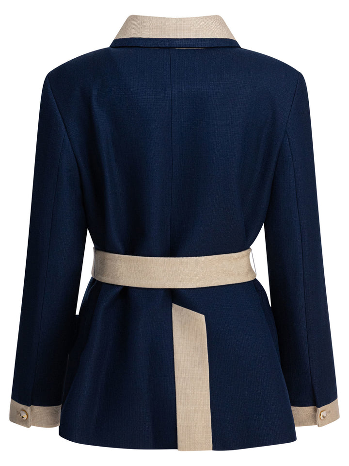 Valentino Viscose Caban Coat Jackets and Coats - Blue | 7a0f248845a6aff869f97c4e4f156830409bb371