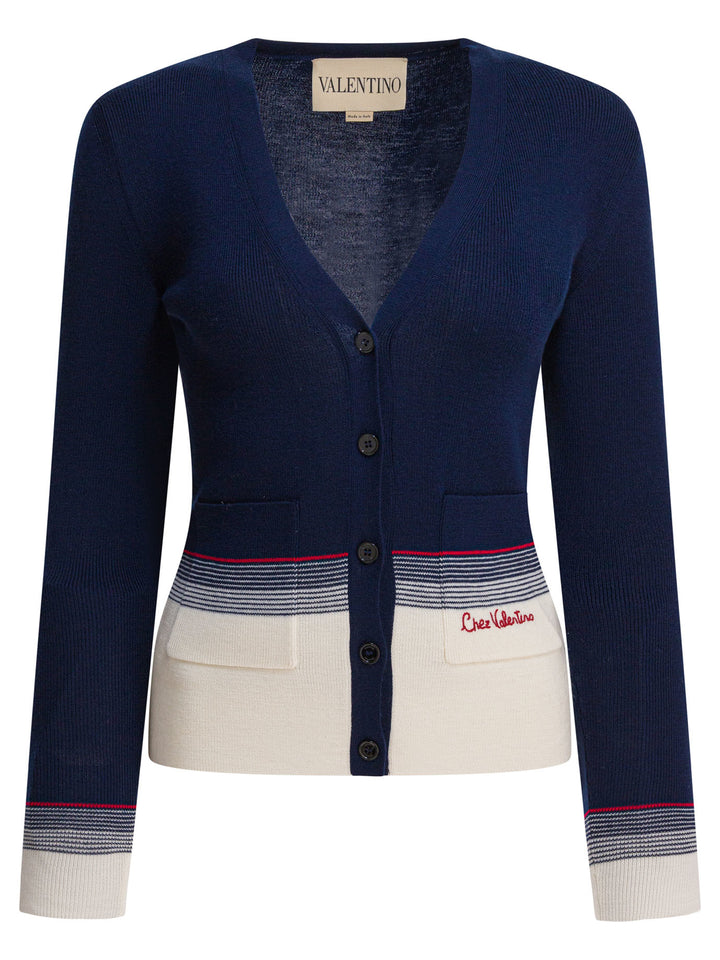 Valentino Virgin Wool Cardigan Knitwear - Blue | 29110b1bfb1b80d8d7ab44119e7946e13b0e961a