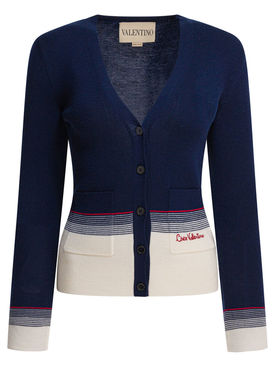 Virgin Wool Cardigan Knitwear Blue