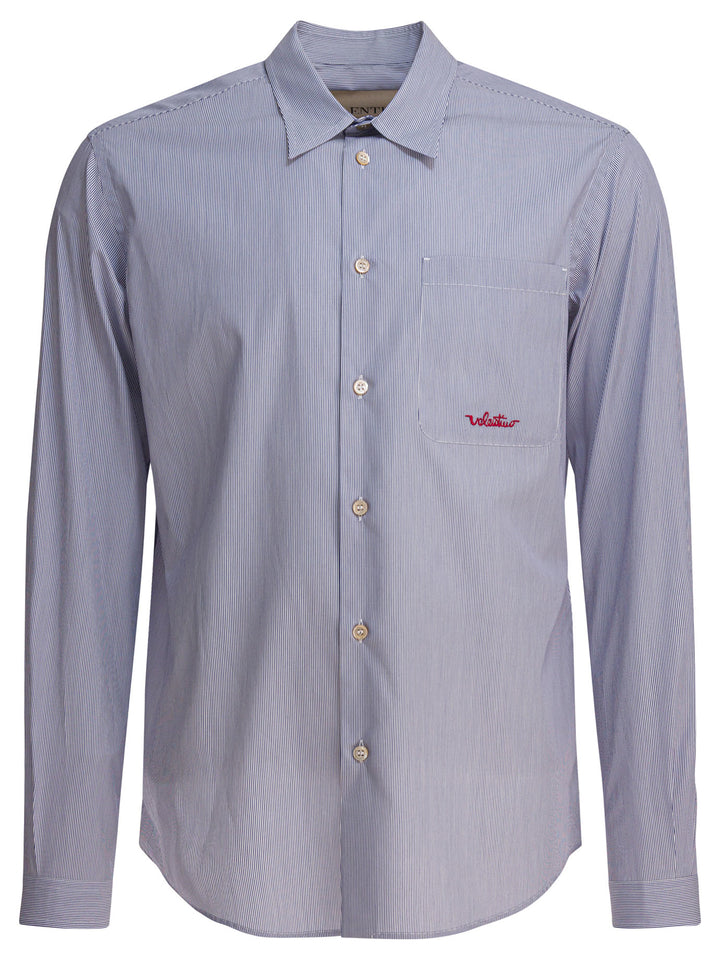 Valentino Cotton Shirt With Logo Shirts - Light blue | 545187a7f13d23648b9d33bfa7ef6c080f13407a