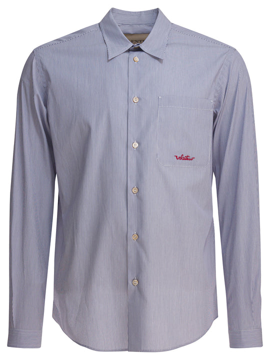 Cotton Shirt With Logo Shirts Light Blue