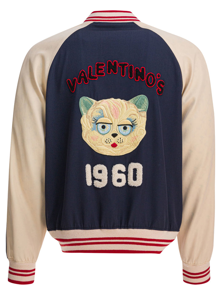 Valentino Virgin Wool Bomber Jacket Jackets and Coats - Blue | 320cc963118e4b6c2da949e82cc87baf36155fba