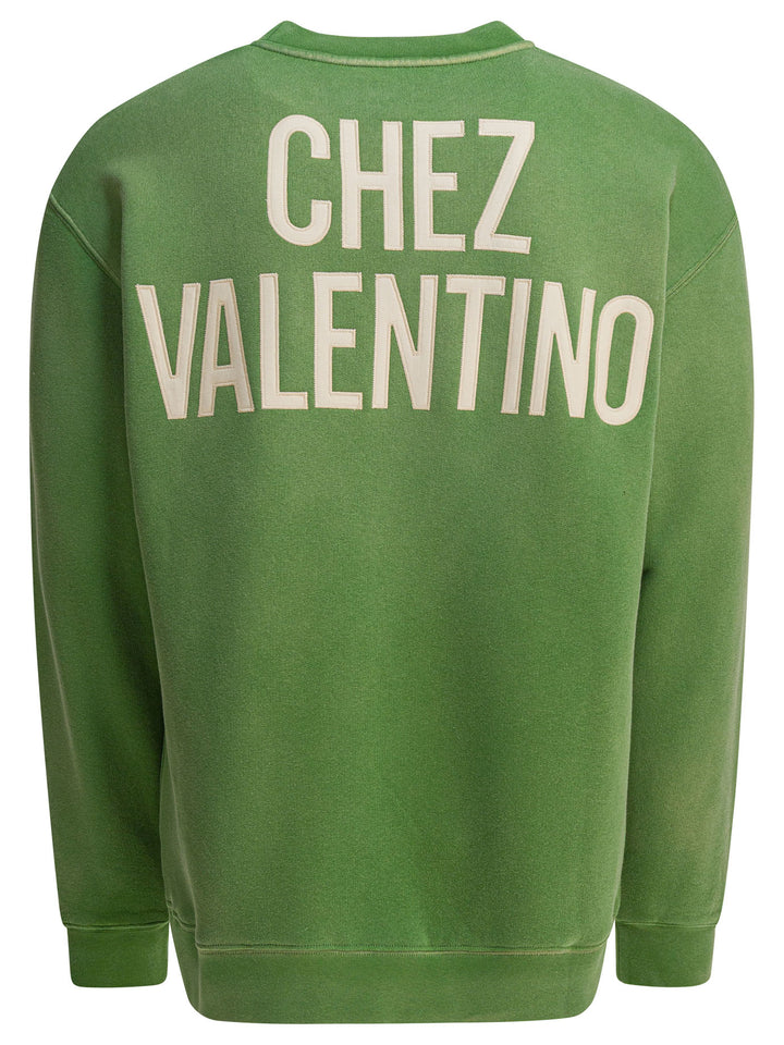 Valentino Cotton Crewneck Sweatshirt Sweatshirts - Green | 3480de09377111a69691fb579b484373afbe7ca4