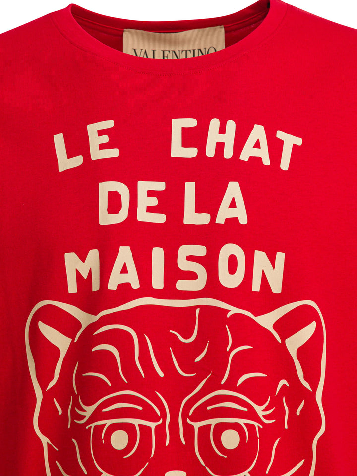 Valentino Le Chat De La Maison T-shirts - Red | 6b2c3ce45a4bb26375f4378bc3d5846b76e8b0df