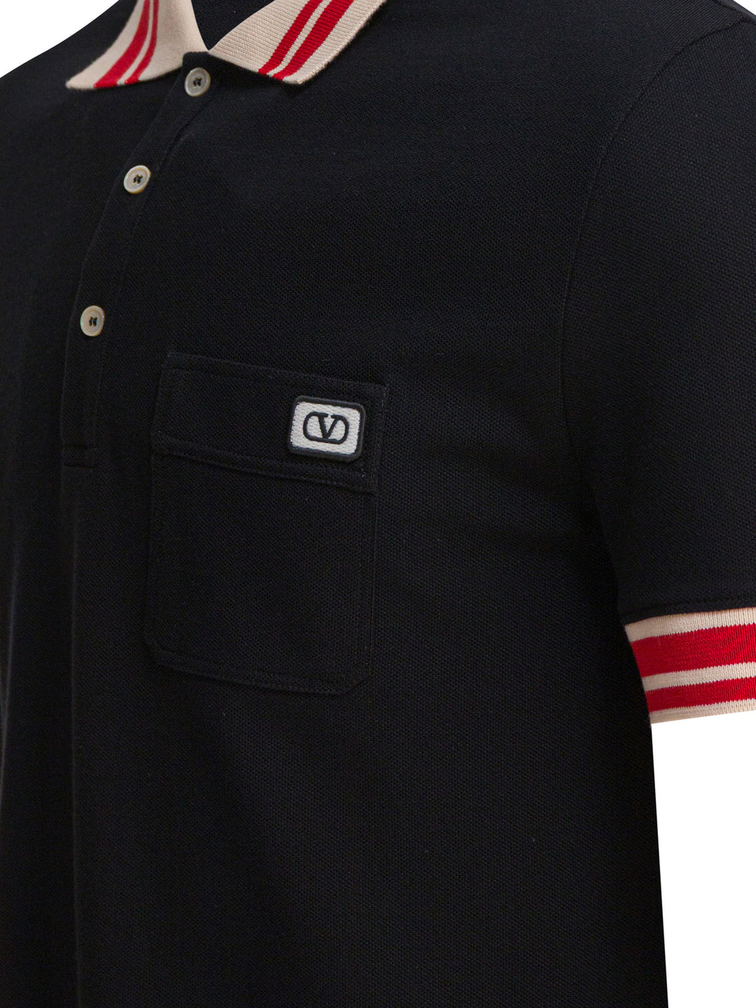 Valentino Cotton Short-Sleeved Polo Shirt Polo shirts - Black | 705ee7a41cbbfd927fa80ee88b86ca78dce336f0