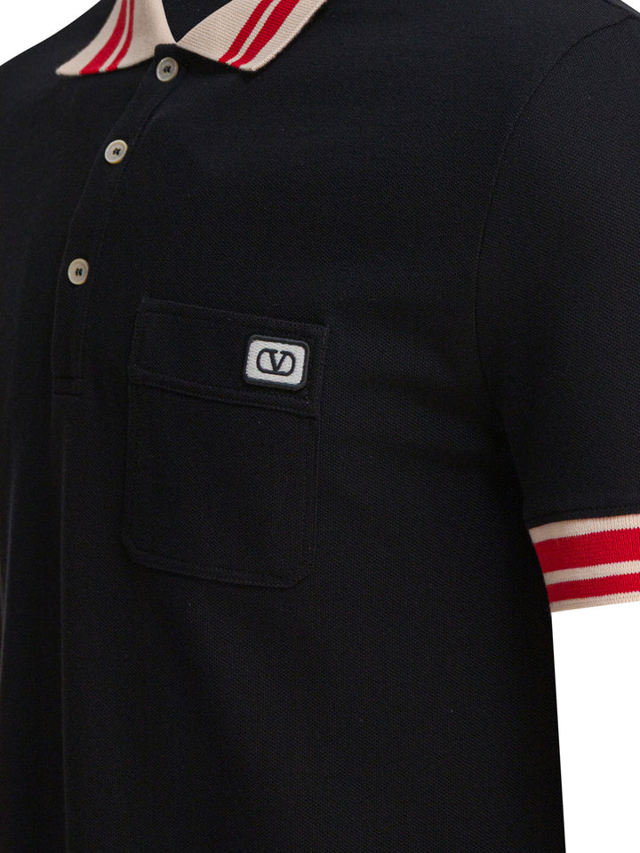 Valentino Cotton Short-Sleeved Polo Shirt Polo shirts - Black | 705ee7a41cbbfd927fa80ee88b86ca78dce336f0