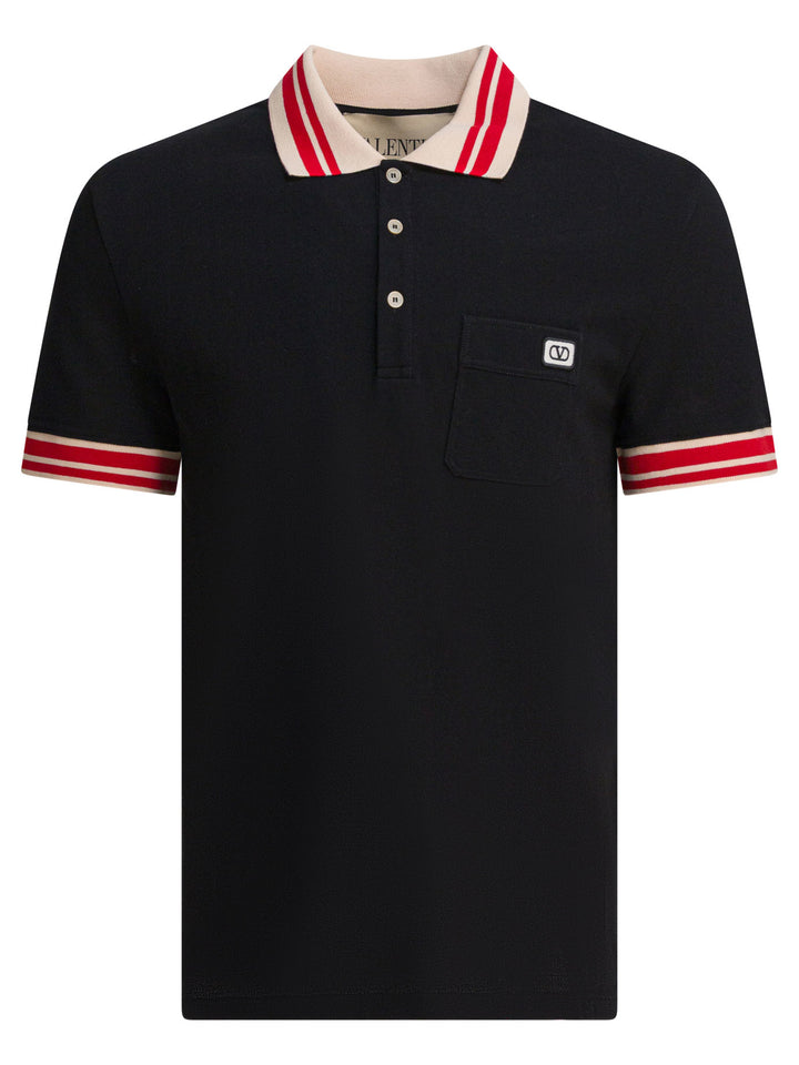 Valentino Cotton Short-Sleeved Polo Shirt Polo shirts - Black | dcdccfe1acf07f9feb8089d3496168a249fa5489