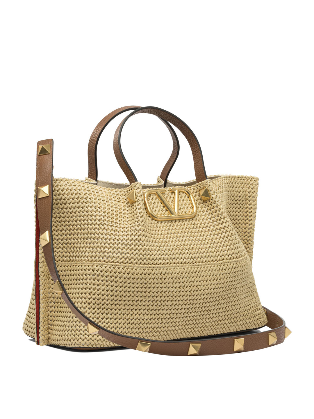 Valentino Garavani Raffia Shopping Bag Shoulder Bags - Beige | e790bff00cafe4c1fb7776b8d56e2185bf252470