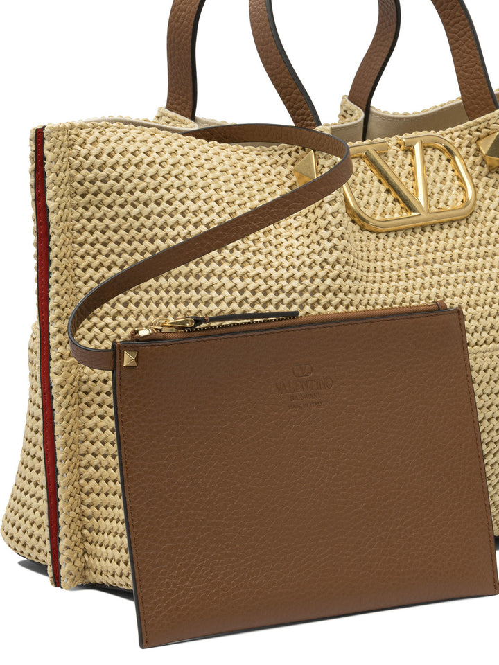Valentino Garavani Raffia Shopping Bag Shoulder Bags - Beige | 3df5512c188638b3c8047fe54dd66f518979529f