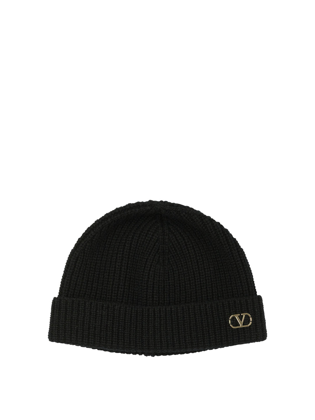 Valentino Garavani Signature Vlogo Cashmere Beanie Hats - Black | bccc18aab3ac43a5197c426549ef173ff7d9af48
