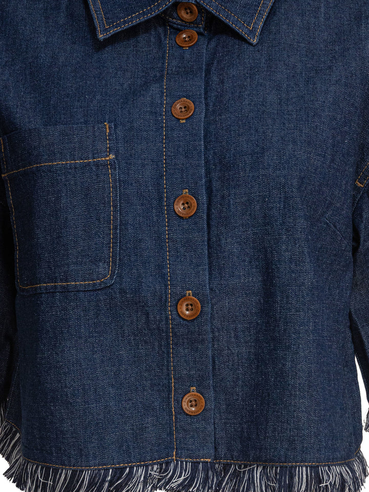 Zimmermann Rhiannon Fringe Denim Shirt Shirts - Blue | 2eb391d6590d1c8a69db47f1727be940499a6e8f