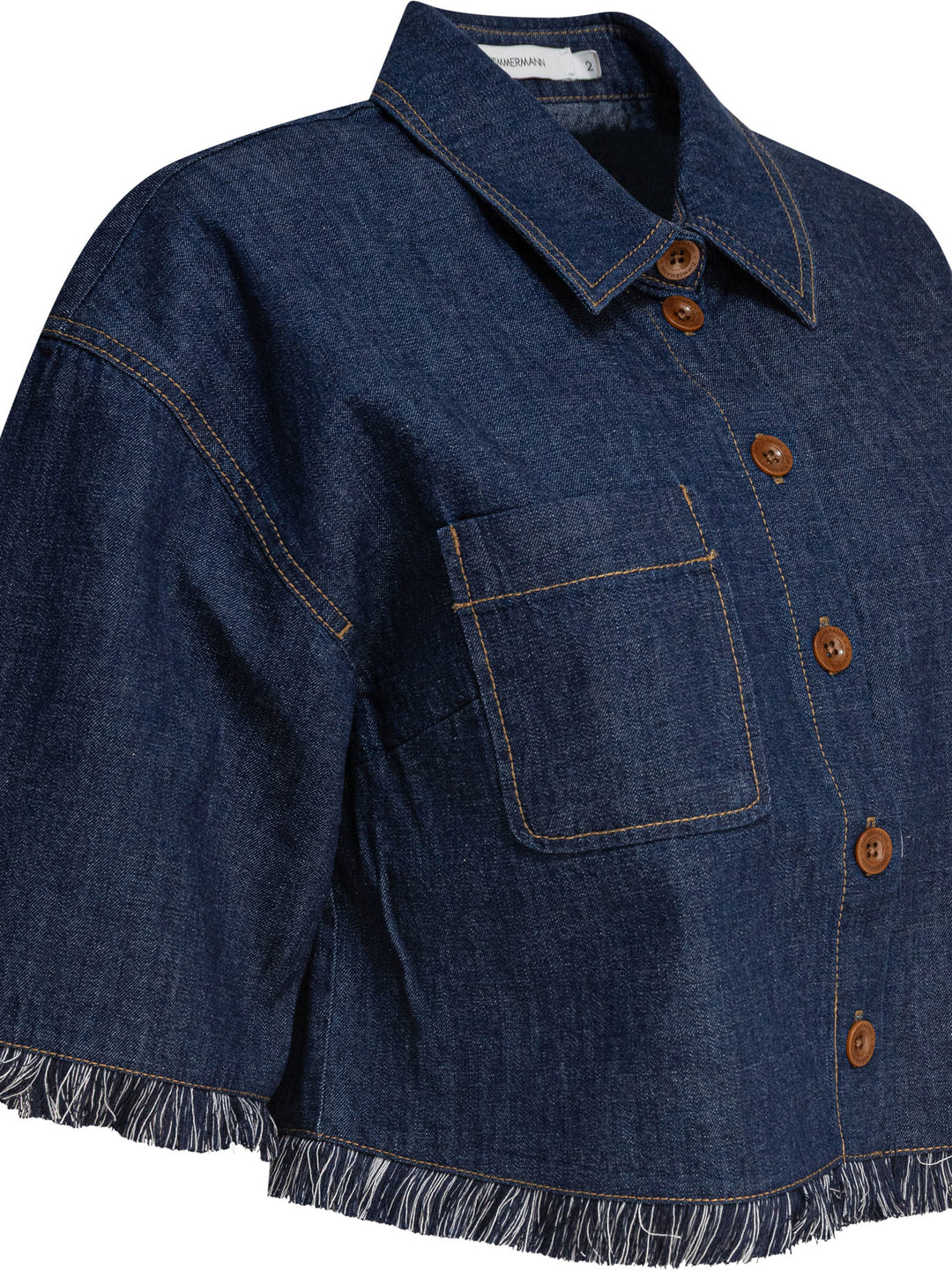 Zimmermann Rhiannon Fringe Denim Shirt Shirts - Blue | 4f038d7b0c20ce546263682bb17b94e85e40b0c1