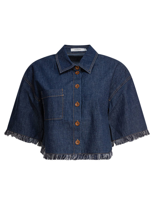 Rhiannon Fringe Denim Shirt Shirts Blue