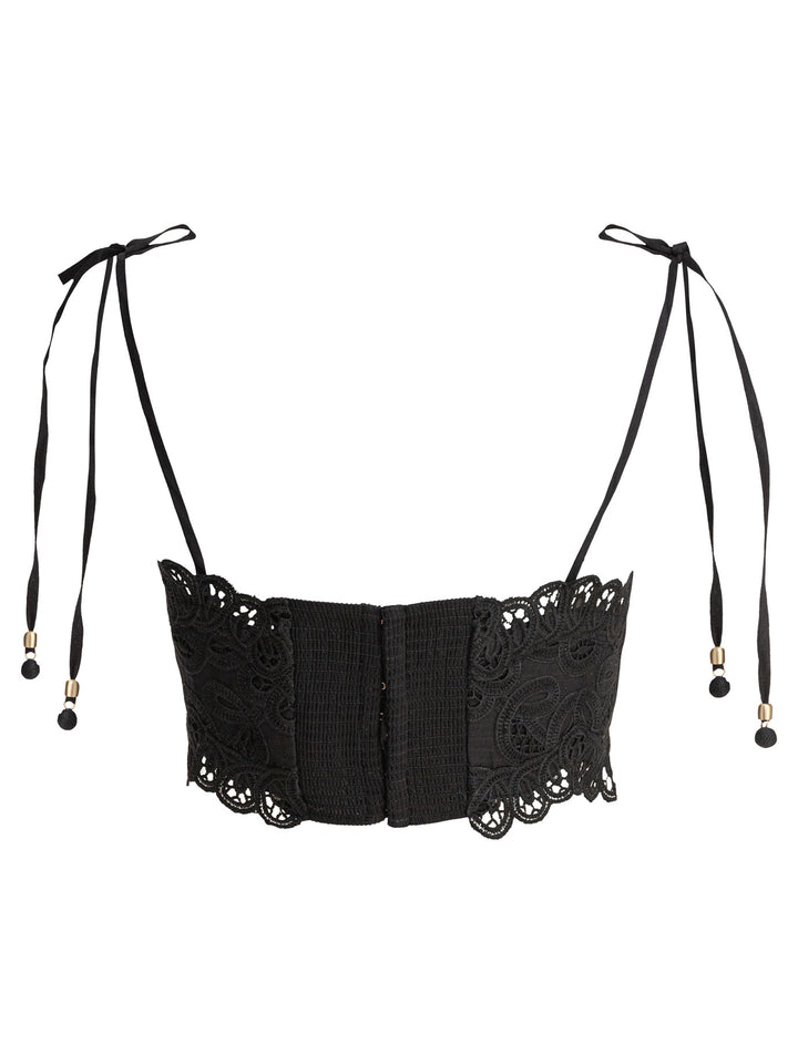 Zimmermann Rhiannon Embroidered Bodice Tops - Black | 56baf56b813be44e8b1d4f7cb18ef0e4278cb372