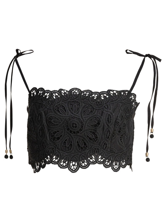 Rhiannon Embroidered Bodice Tops Black
