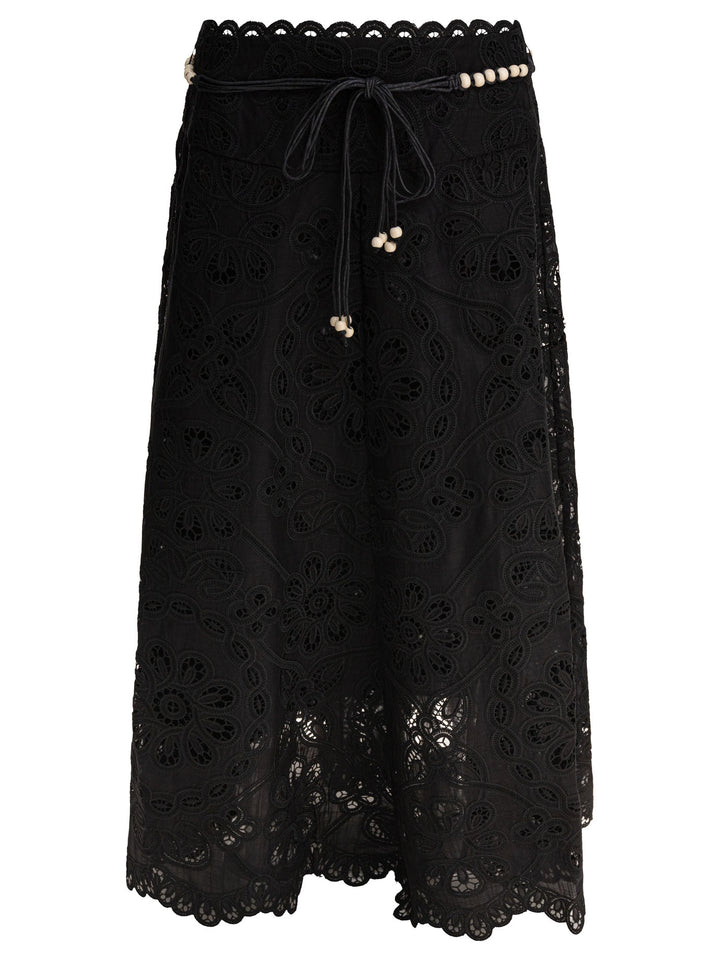 Zimmermann Rhiannon Embroidered Skirt Skirts - Black | 22c2bc9d884f1446ff3ed757fc3ef1f9db42a721