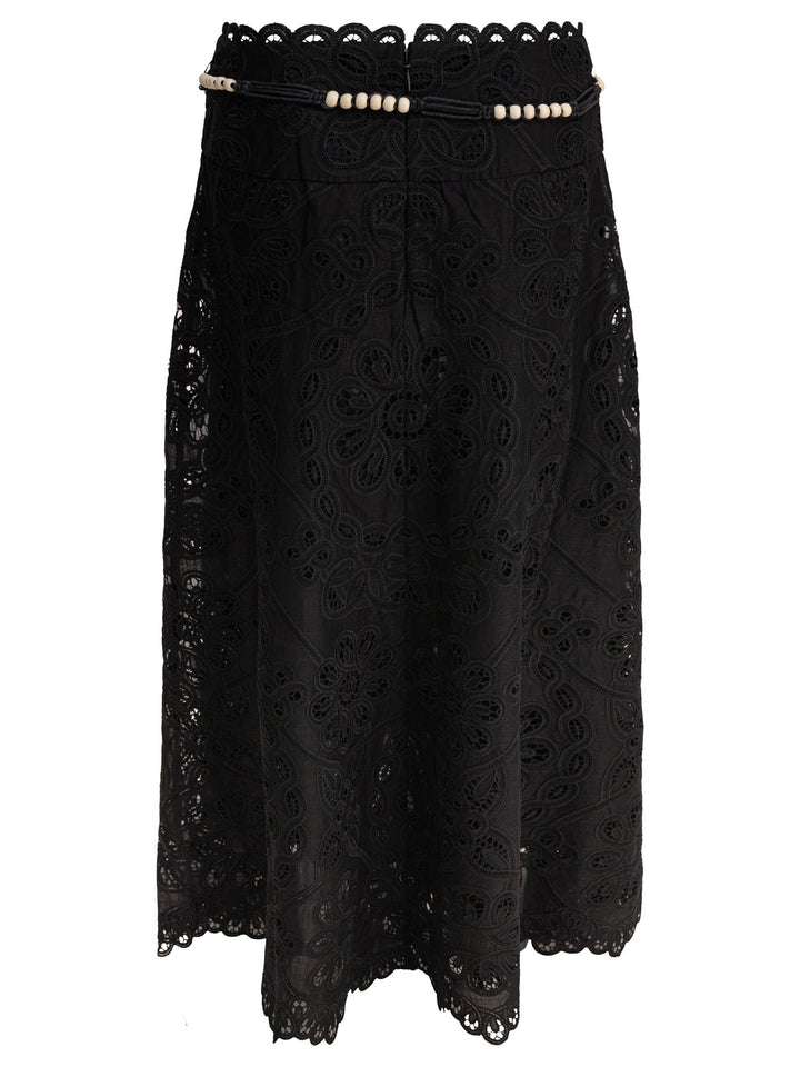 Zimmermann Rhiannon Embroidered Skirt Skirts - Black | d5e25774ae302c08beb1c81997716b9f91e86a1d