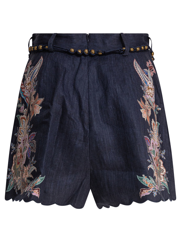 Zimmermann Rhiannon Tuck Short Shorts - Blue | d9d8a3b2964a76cc0ec41337f5204e77ecaa0d1b